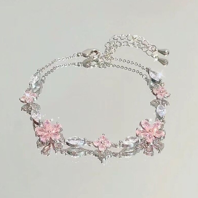 Zircon Cherry Blossom Star And Moon Bowknot Bracelet