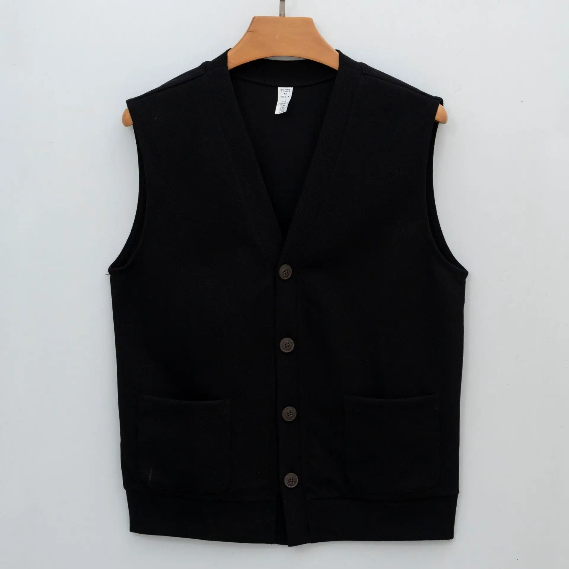 Mens Solid-Color Casual Cardigan Vest