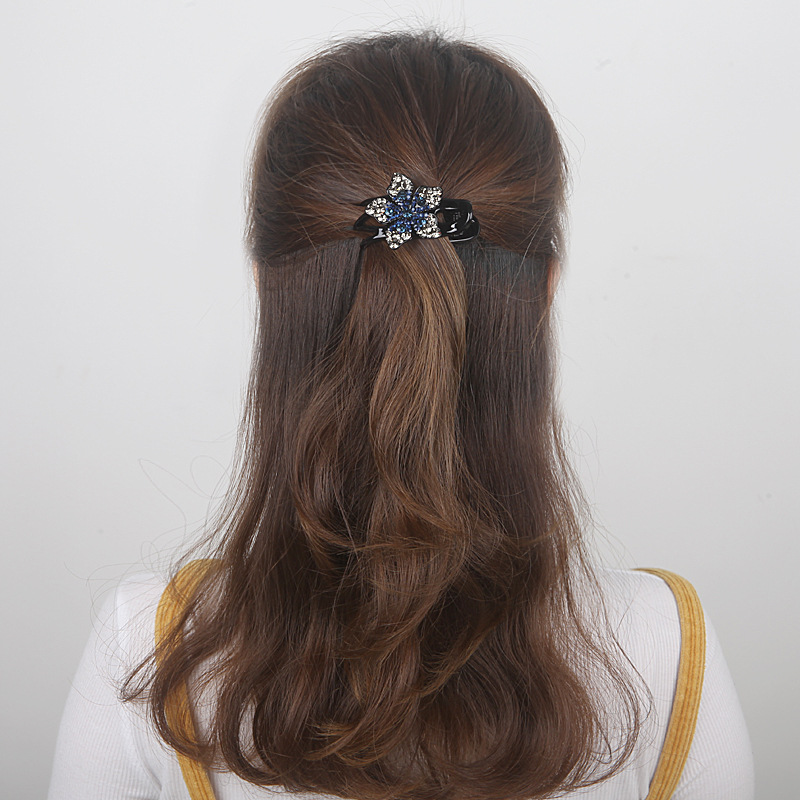Barrettes Back Head Three-jaw Clamps Rhinestone Flower