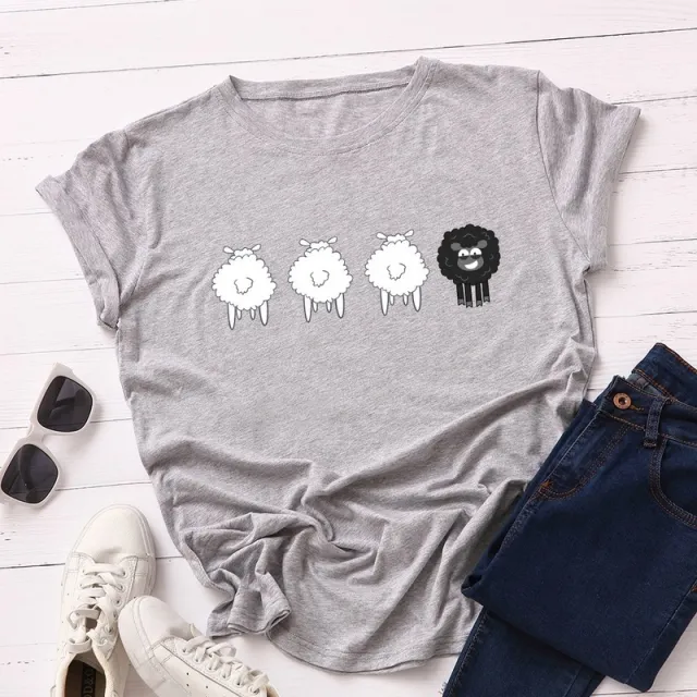 Cute Printed Short sleeved T shirt Gray - Shop at LoveMi