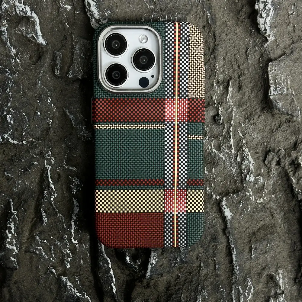 Phone Case Kevlar Carbon Fiber Pattern Magnetic Suction