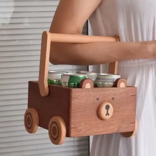 Solid Wood Box Large Capacity Teddy Bear Storage Cart