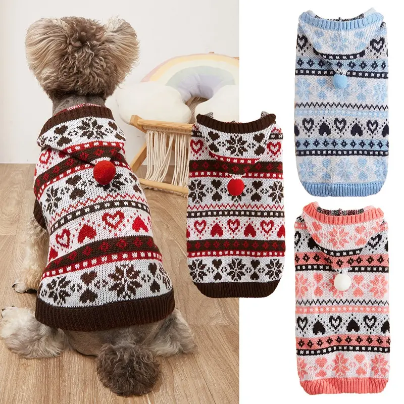 Pet Clothes Snowflake Love Striped Camouflage Knitted