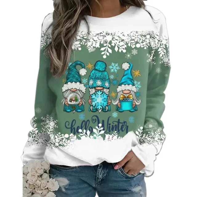 Fashion Christmas Snowman Round Neck Long Sleeve Women Rhz3H231713V 3Xl - Shop at LoveMi