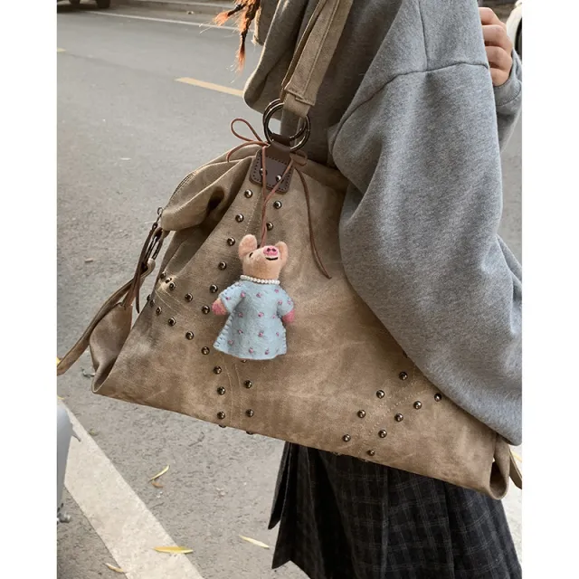 Post apocalyptic Vintage Minimalist Tote Bag With A Large Capacity Khaki - Shop at LoveMi