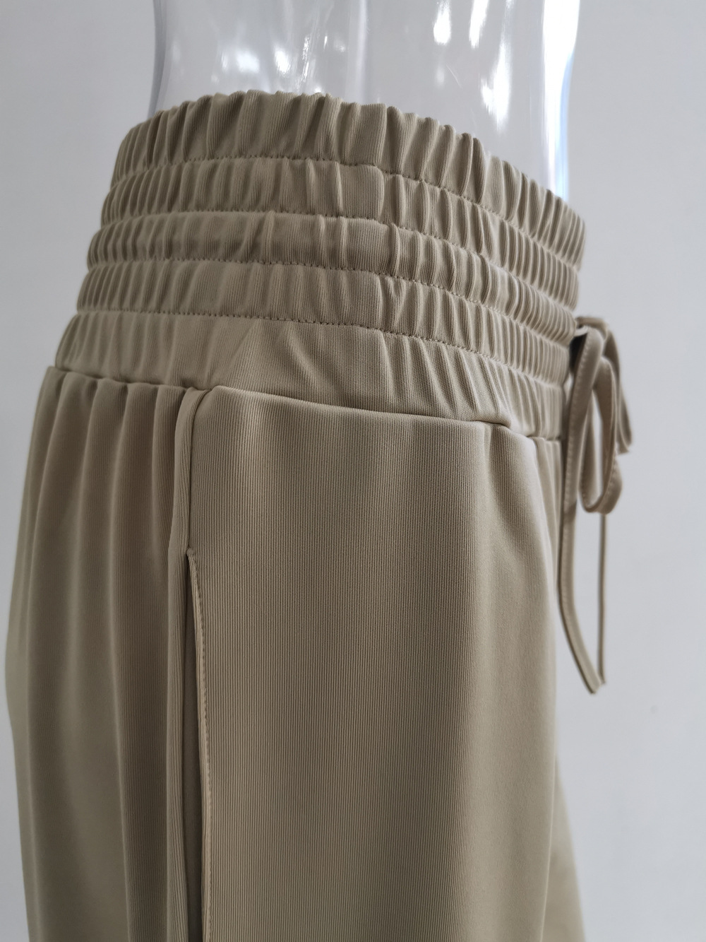 Loose Trousers Mid-waist Pure Color Tied Wide-leg Pants For Women