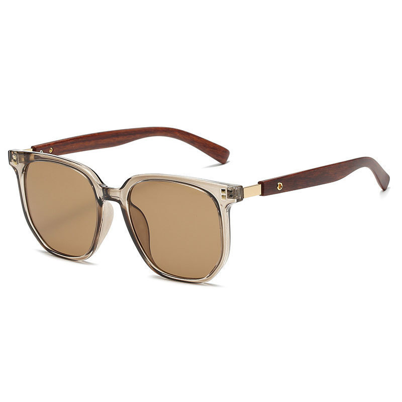 Fashionable Retro Polygonal Wood-grain Temple Arms, Stylish For Commuting And Easy To Match