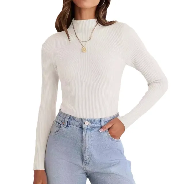 Fashionable Knitted Bottoming Shirt White - Shop at LoveMi