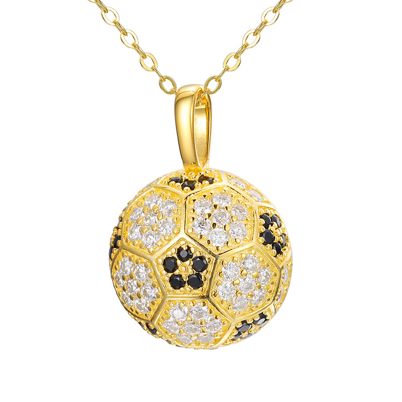 S925 Silver Inlaid Football Moissanite Necklace