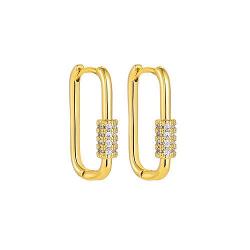 18K Gold Retro Minimalist Earrings Geometric Twist Circle Layered Light-Luxury Hoops