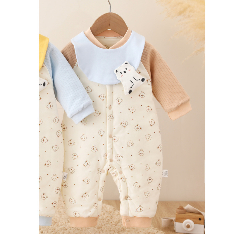 Spring And Autumn Baby Quilted Jumpsuit Three Layers Warm - Image 8