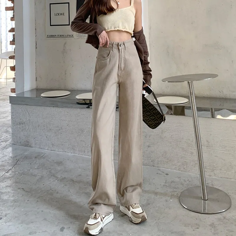 Versatile Korean Style Slimming And Straight Mop Pants - Khaki