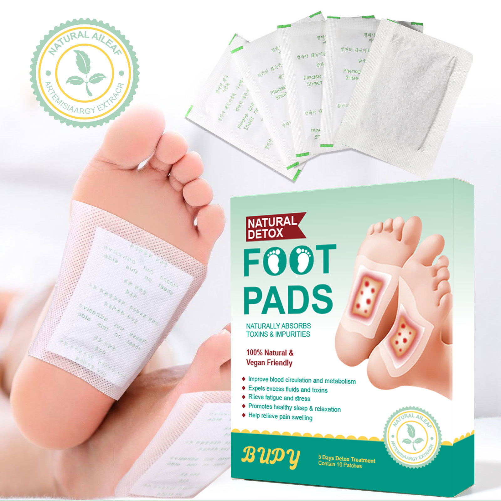 Bupy Mugwort And Ginger Foot Patches For Moisture Removal And Improved Sleep