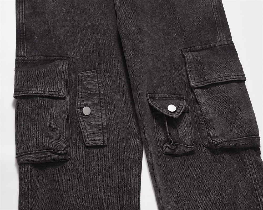 Mechanical Style Pocket Design Straight Jeans - Image 7