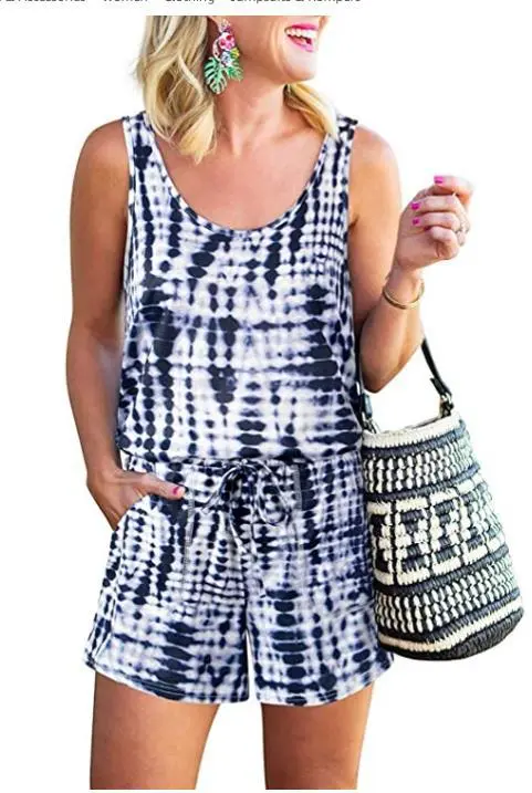 Fashion Camisole Drawstring Strap Jumpsuit Tie Dye - Shop at LoveMi