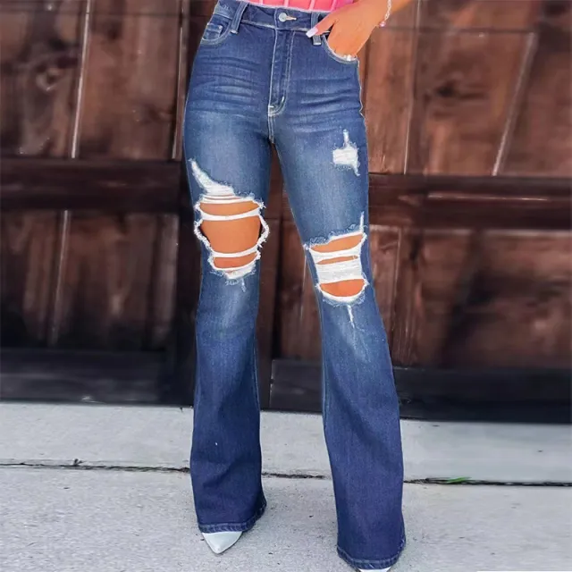 Women's Fashion Leisure Ripped Jeans Blue - Shop at LoveMi