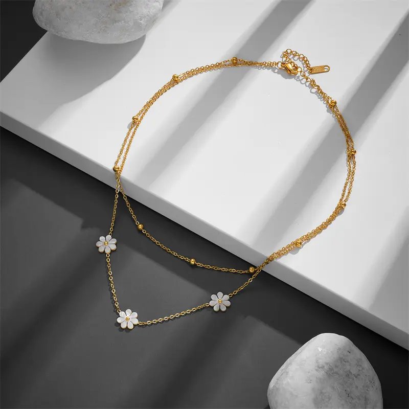 Fashion Jewelry Stainless Steel Flower DaisyFlower Necklace