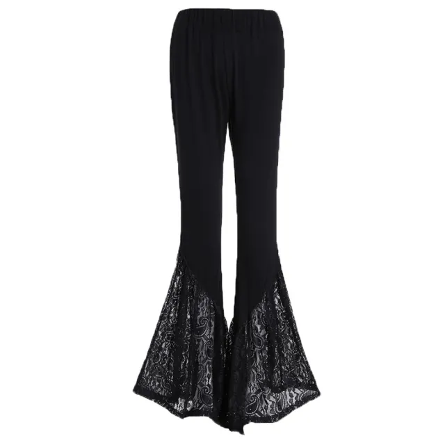 Women's Knitted Lace Bell bottom Pants Black - Shop at LoveMi