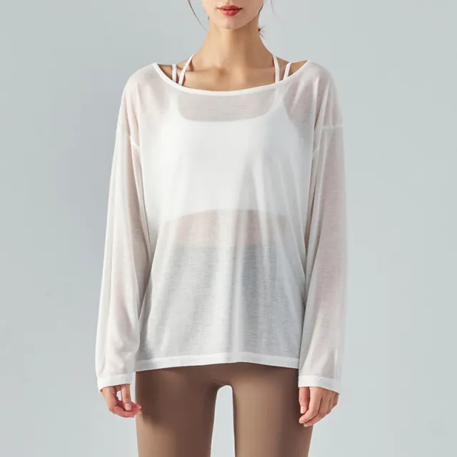 Yoga Yoga Clothes Women's Loose Long Sleeve Lightweight Quick drying Sports Workout Blouse White - Shop at LoveMi