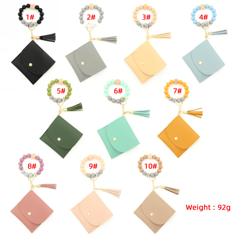 Title 1, New Silicone Bead Bracelet Card Holder PU Women...