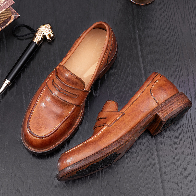 Gun Same Style Black Loafers Boys Lazy