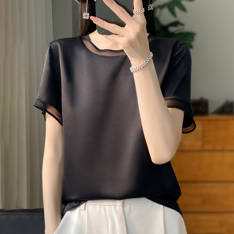 Satin Silk Short-sleeved T-shirt For Women