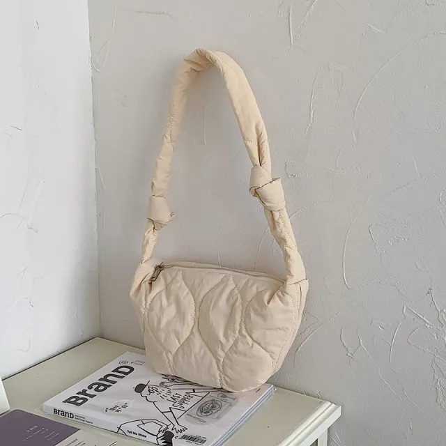 Underarm Crossbody Bag Large Capacity Leisure Nylon Dumplings White - Shop at LoveMi