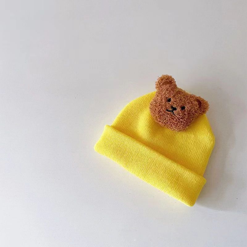 Bear Knitted Hat Yellow