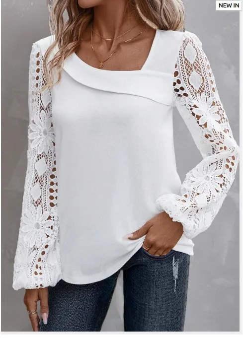 Women's Fashion Elegant Loose Long Sleeve All matching T shirt White - Shop at LoveMi