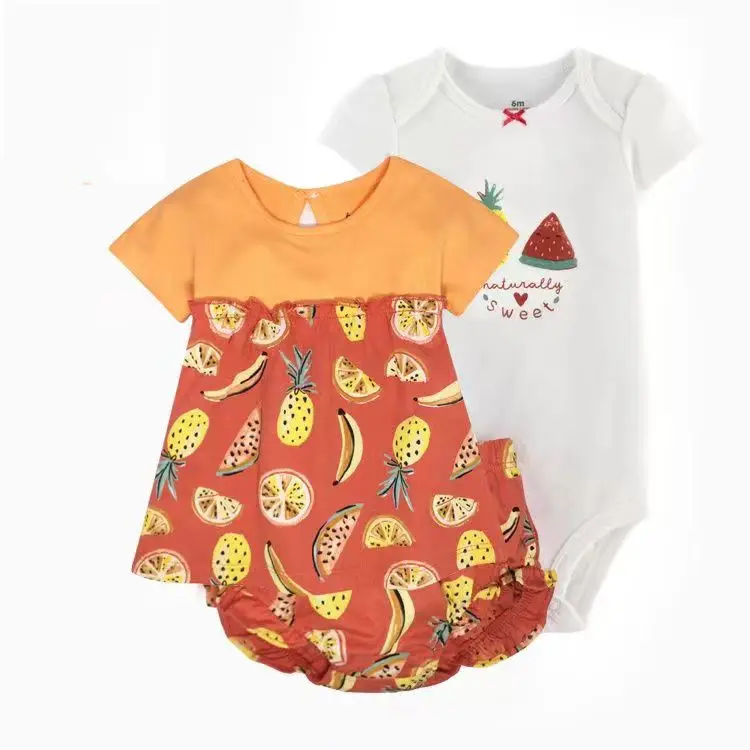 Baby Girl Short-sleeved Shorts T-shirt Three-piece Suit
