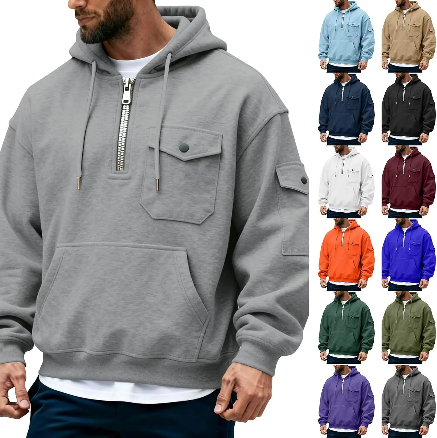 Mens Hooded Long-sleeve Jacket Top