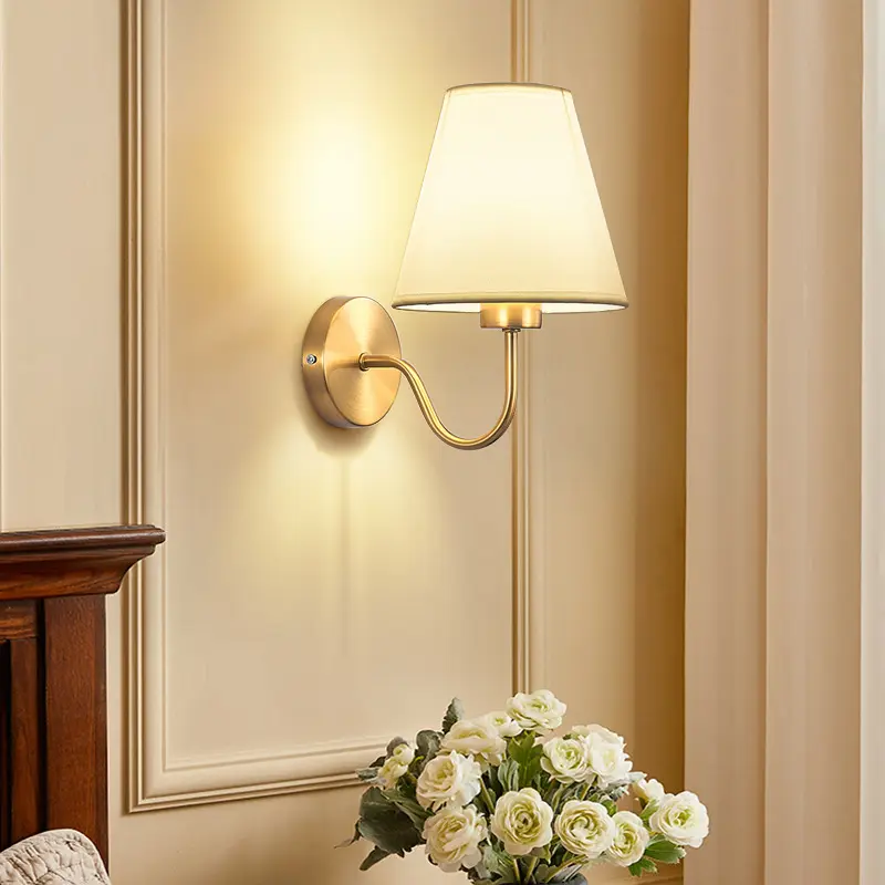 Fabric Bedroom Bedside Wall Lamp Modern Hotel