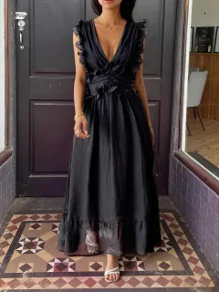Elegant Style Suspender Dress Women - Black - View 1