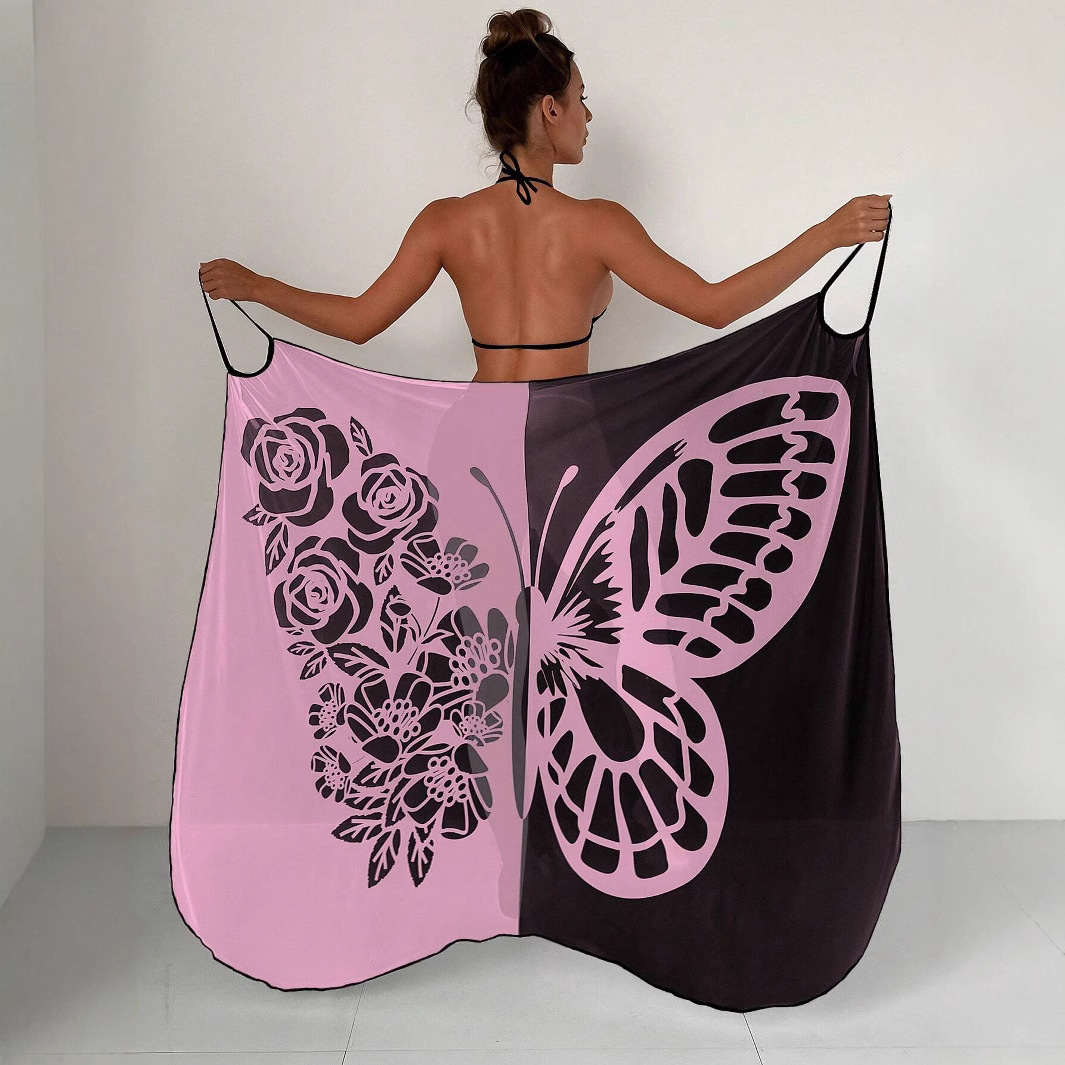 Multiple Wearing Methods Women's Beach Dress Multi color Contrast Color Pink - Shop at LoveMi