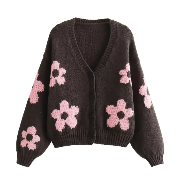 Three dimensional Mosaic Idle Style Knitted Coat - Shop at LoveMi