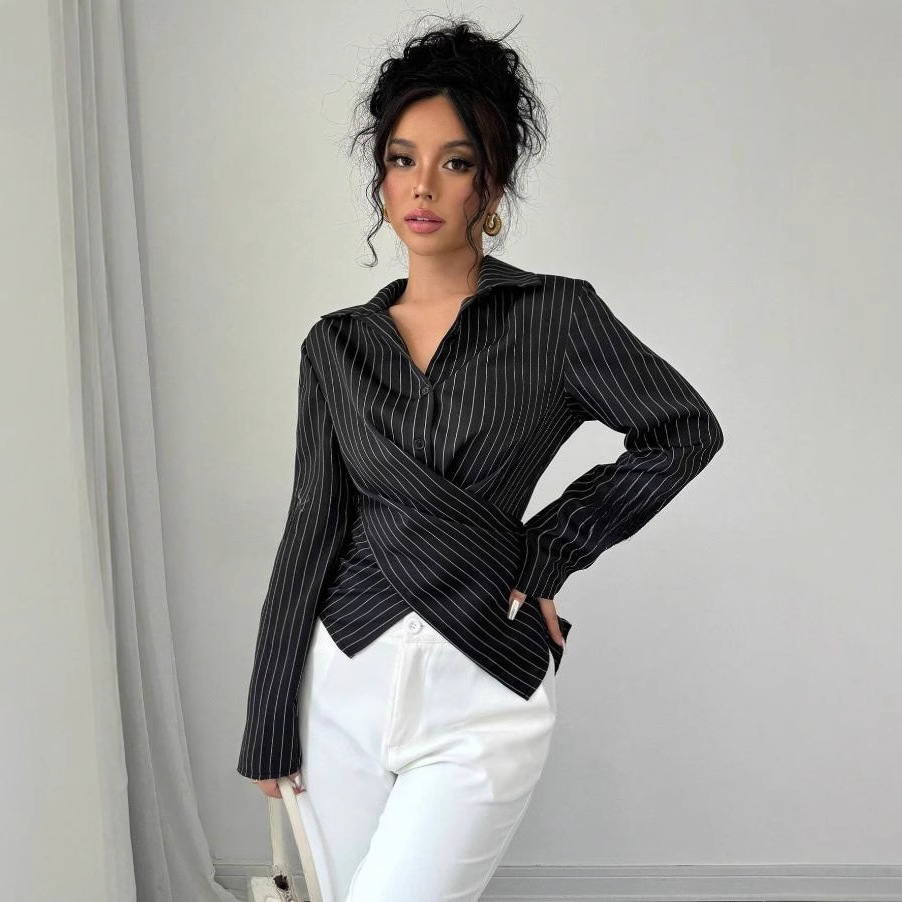 Stylish And Elegant Long-sleeve Button-down Womens Blouse