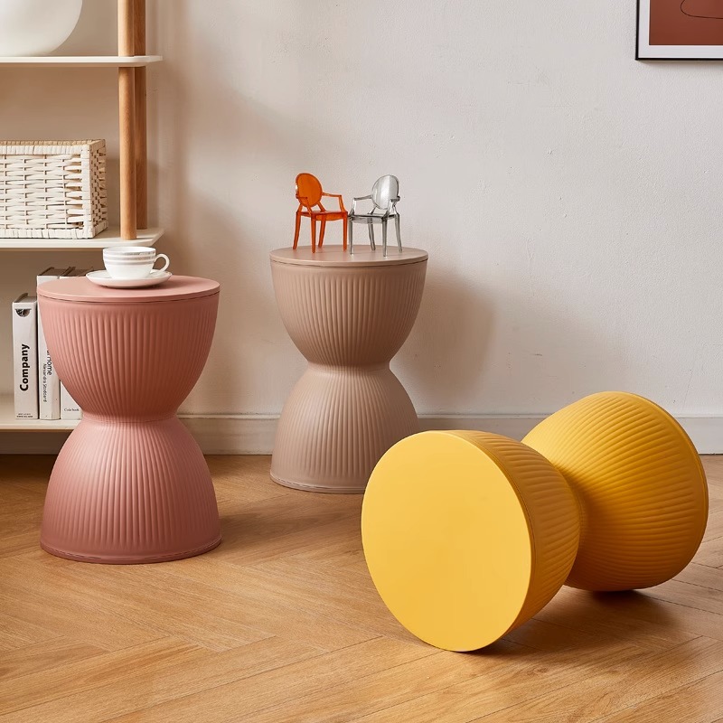 Household Round Plastic Bench For The Living Room And Makeup Area