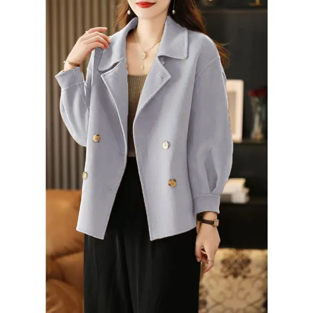 Woolen Short Coat Female Double faced Woolen Goods Oatmeal Color - Shop at LoveMi