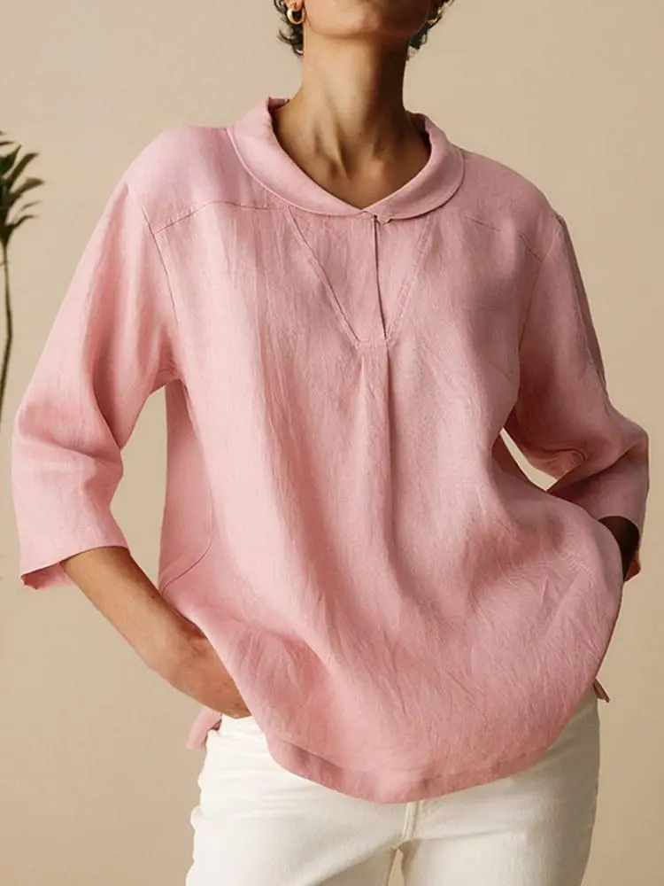 Autumn New Retro Slub Linen Shirt Casual - 18 Models-S