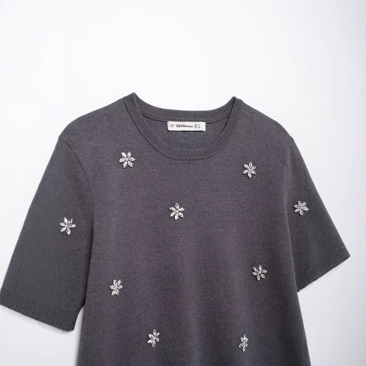 Women's Round Neck Short-sleeved Knitted Top Skirt