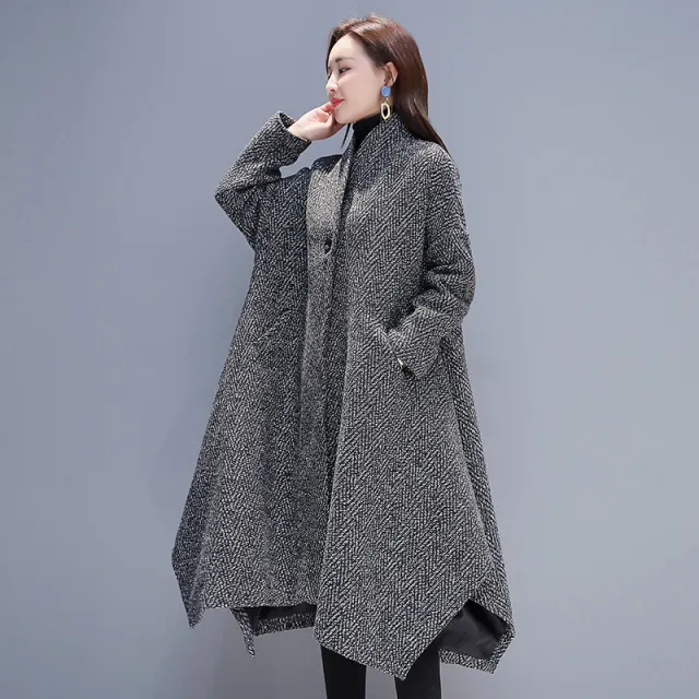 Autumn And Winter New Slimming Cape Woolen Coat Casual Herringbone - Shop at LoveMi