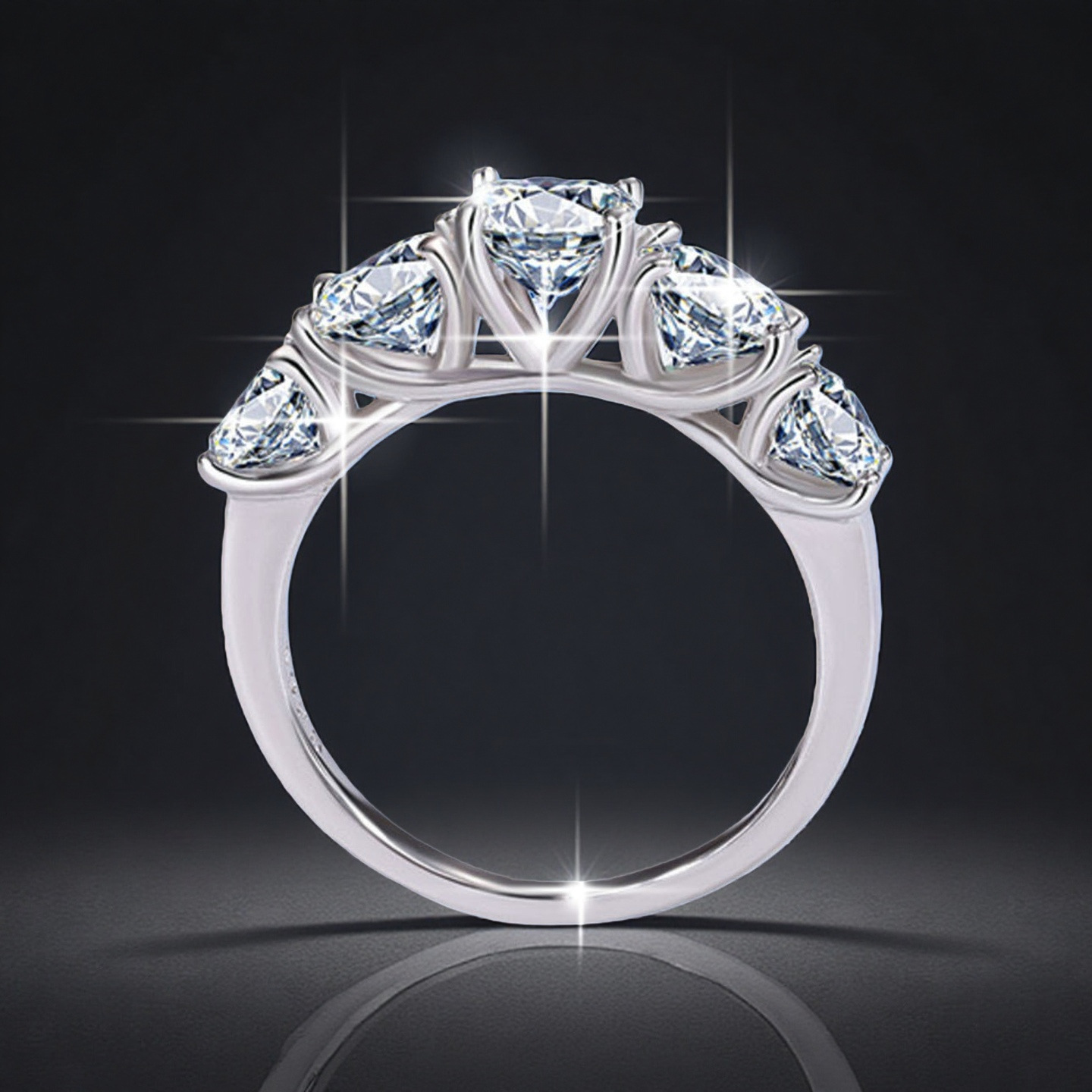 S925-stamped Lab-grown Moissanitezirconia Womens Eco-friendly Silver Ring