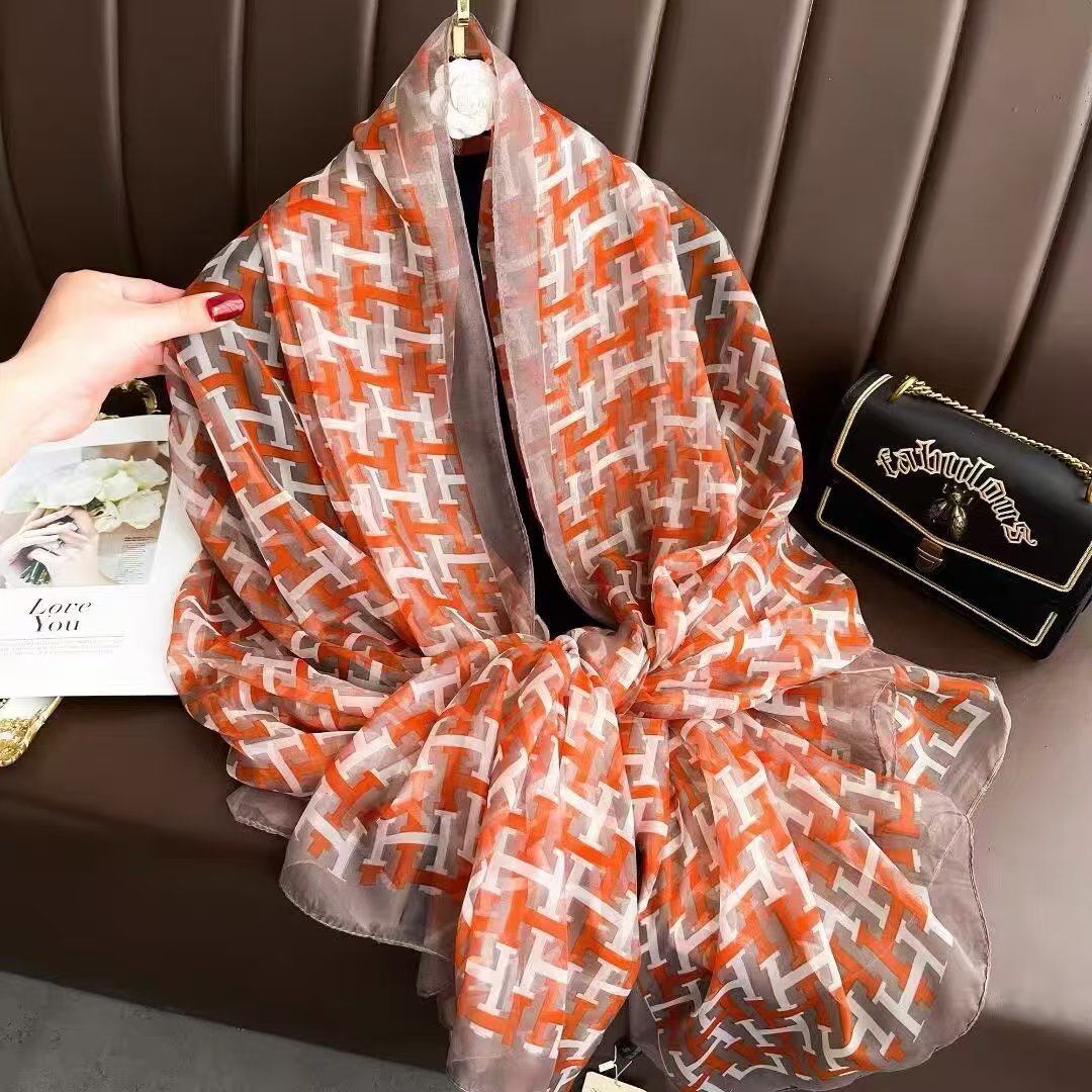 Printed Sun-protective Silk Scarf For Women