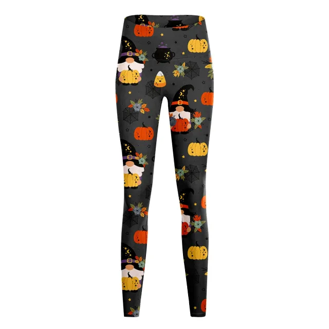 Women's Fashion Casual Halloween Pumpkin Print High Waist Yoga Slim Fit Fitness Pants Yjkxps154 L - Shop at LoveMi