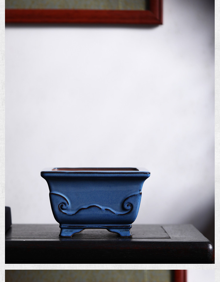 Title 2, Square Ruyi Bucket Purple Sand Flowerpot Ceramic