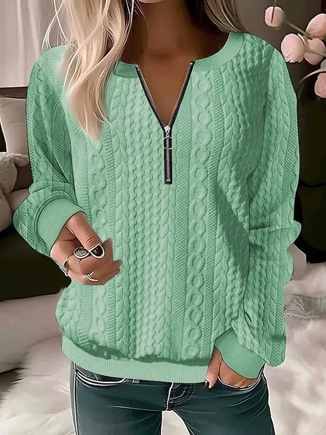 European And American Zipper Sweater Women's Coat Cardigan Green - Shop at LoveMi
