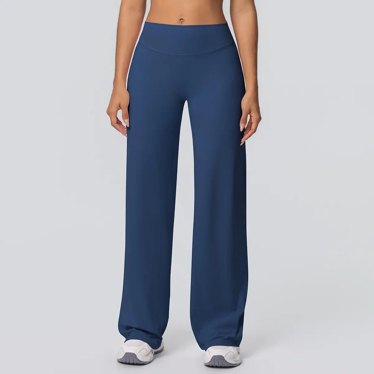 Double-sided Brushed Solid-color High-waisted Loose-fitting Breathable Yoga Wide-leg Pants
