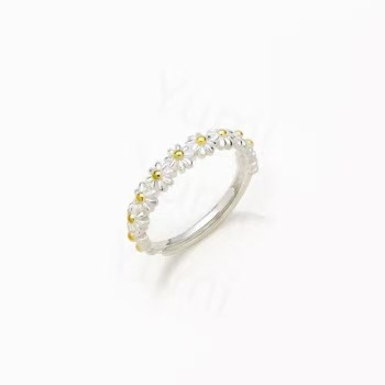 Womens White Flower Epoxy Resin Ring