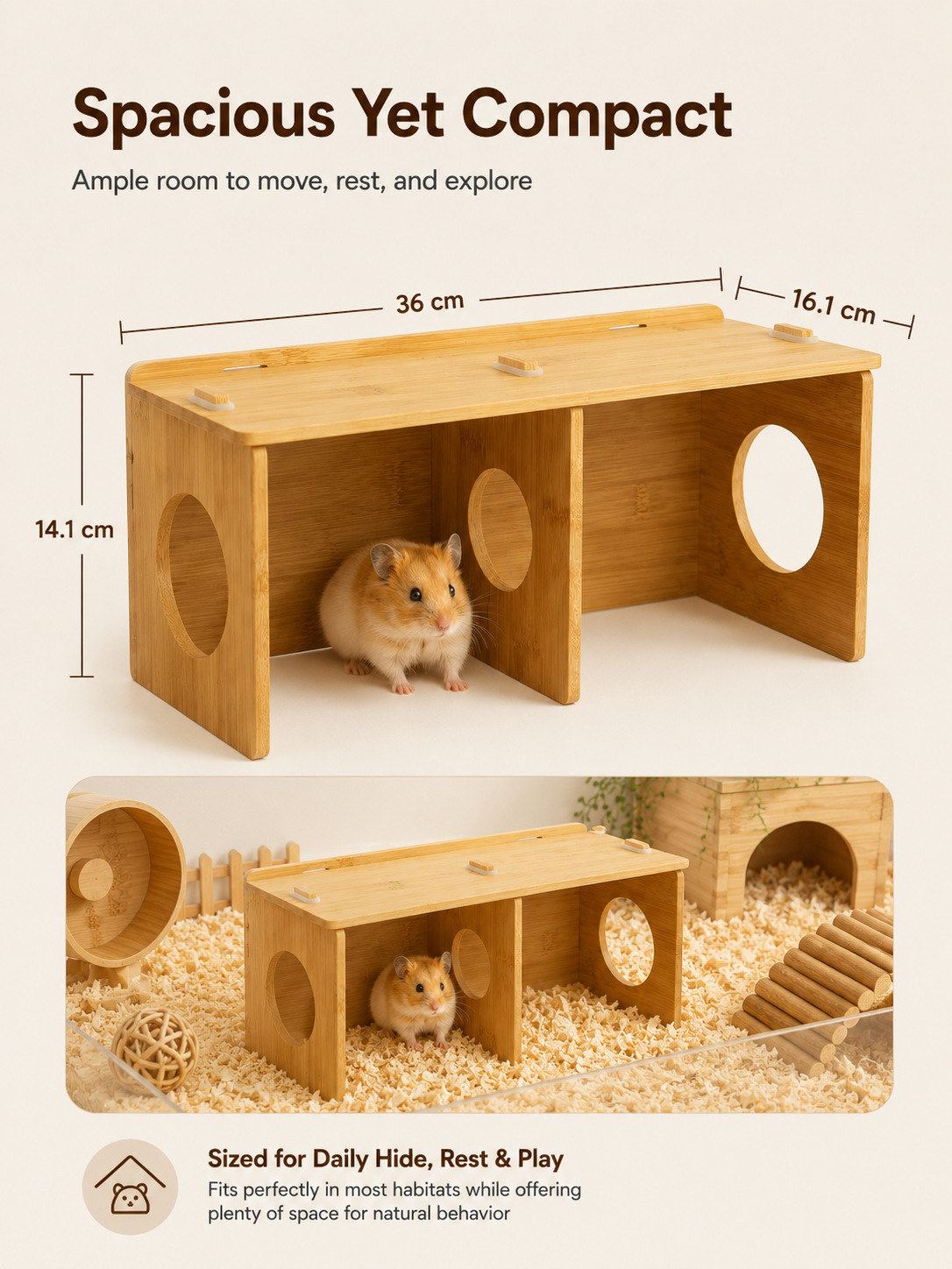 Hamster Squirrel Solid Wood Hideout Hedgehog Wooden House detail photo 2