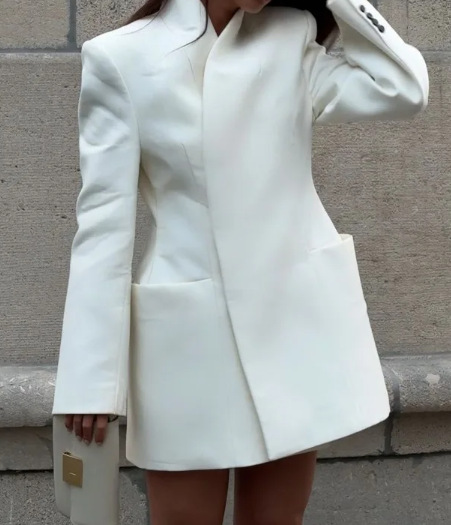 White High Collar Suit Jacket